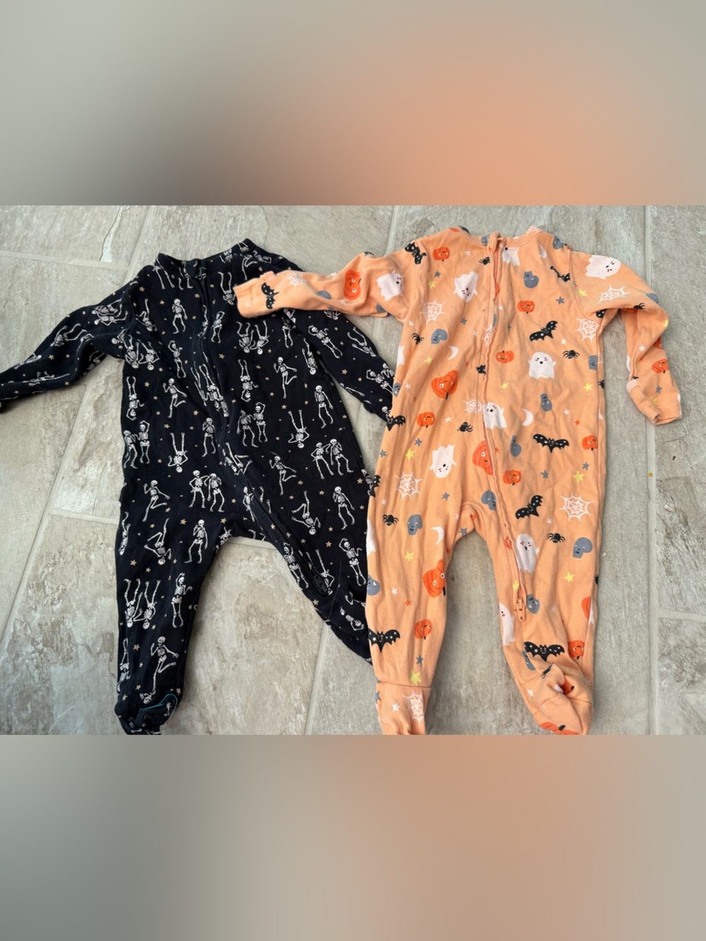 Old Navy Black and Orange Halloween Baby Footies